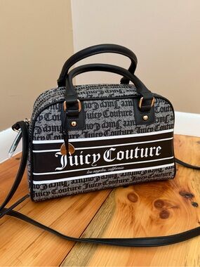 Juicy Couture Black & Gray Logo Dome Satchel